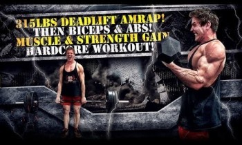 315lbs Deadlift AMRAP! Then Biceps & Abs! Muscle & Strength Gain HARDCORE Workout!